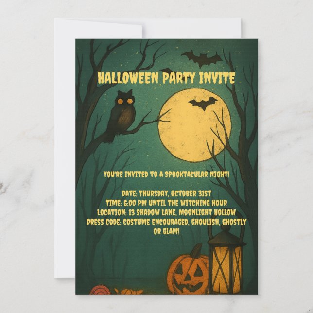Spooky Moonlight Halloween Party Invitation (Front)