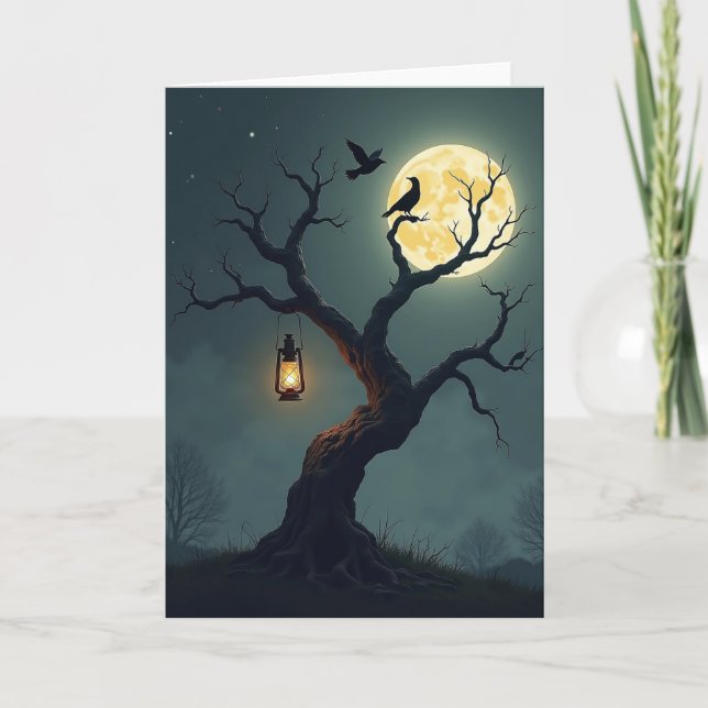 Spooky Moonlit Tree Card (Front)