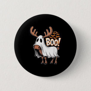 Spooky Moose Ghost Boo Costume Halloween Party  Button
