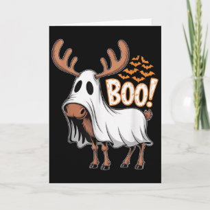 Spooky Moose Ghost Boo Costume Halloween Party Card