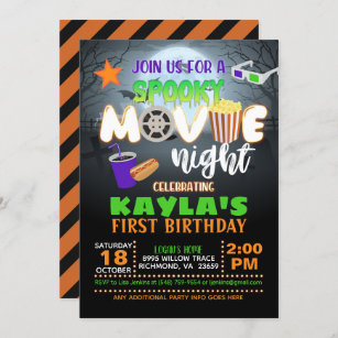 Spooky Movie Night Birthday Invitation