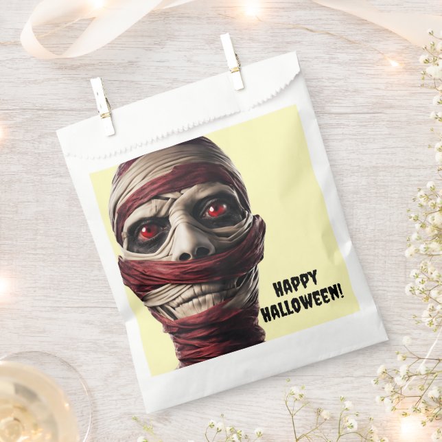 Spooky Mummy Halloween Ghoul Zombie Party Favor Bag (Clipped)