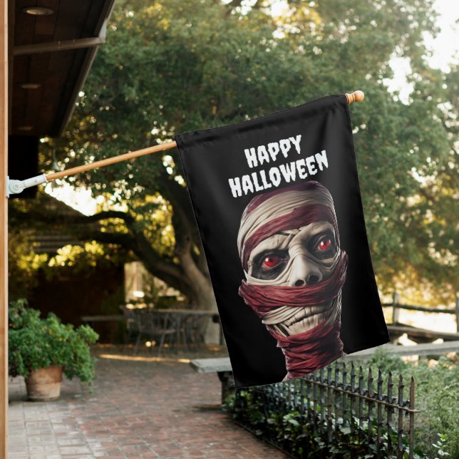 Spooky Mummy Halloween Party Scary House Flag (In SItu)