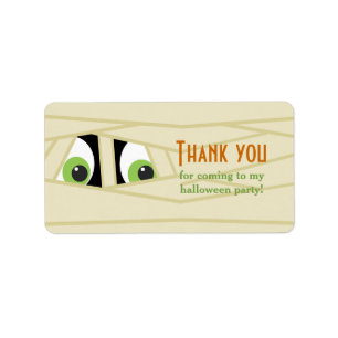 Spooky Mummy Head Halloween Favor Tag Label