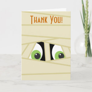 Spooky Mummy Head Halloween Thank You Card
