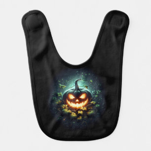 Spooky nature glowing Halloween pumpkin Baby Bib