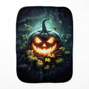 Spooky nature glowing Halloween pumpkin Baby Burp Cloth