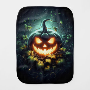 Spooky nature glowing Halloween pumpkin Baby Burp Cloth