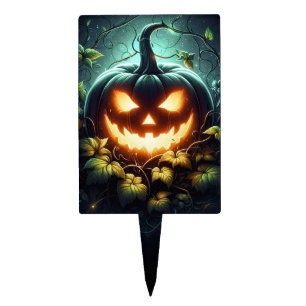 Spooky nature glowing Halloween pumpkin Cake Topper