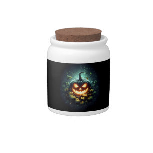 Spooky nature glowing Halloween pumpkin Candy Jar
