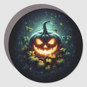 Spooky nature glowing Halloween pumpkin Car Magnet
