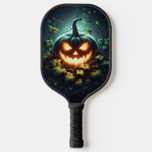 Spooky nature glowing Halloween pumpkin Carbon Fiber Pickleball Paddle