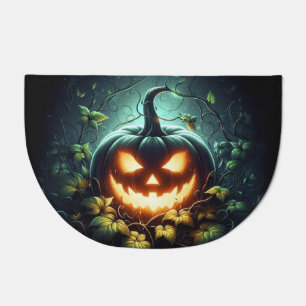 Spooky nature glowing Halloween pumpkin Doormat