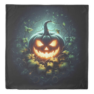 Spooky nature glowing Halloween pumpkin Duvet Cover