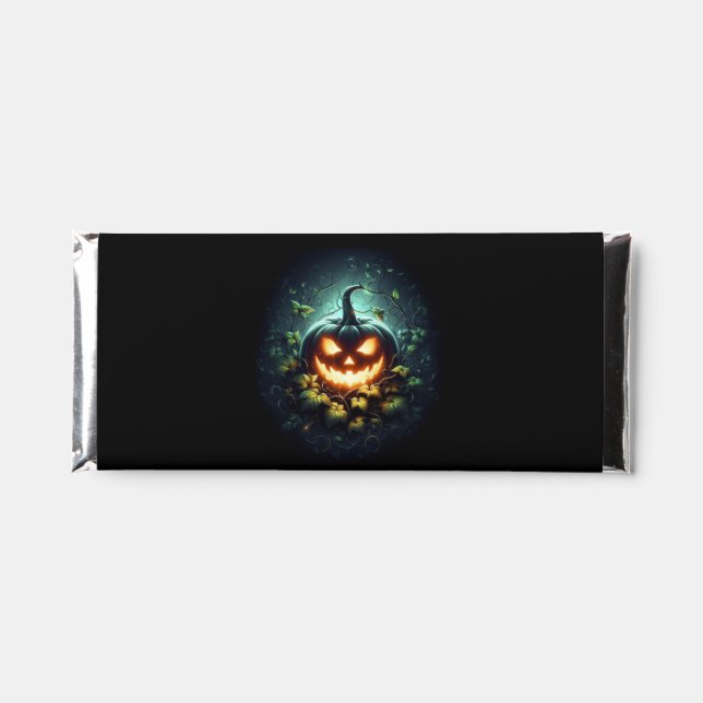 Spooky nature glowing Halloween pumpkin Hershey Bar Favors (Front)