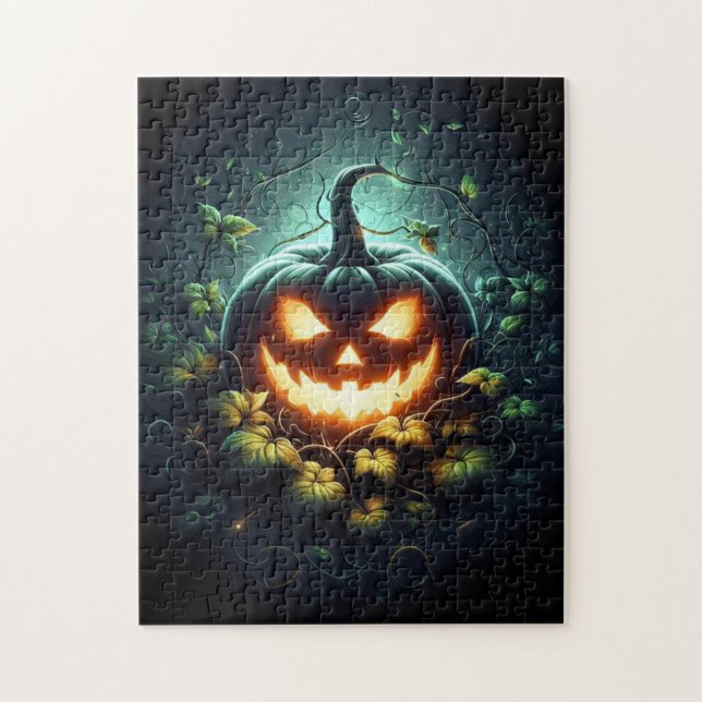 Spooky nature glowing Halloween pumpkin Jigsaw Puzzle (Vertical)