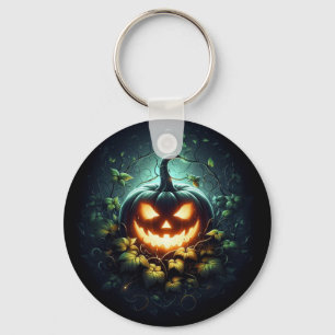 Spooky nature glowing Halloween pumpkin Keychain