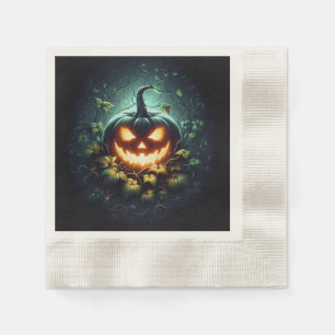 Spooky nature glowing Halloween pumpkin Napkins