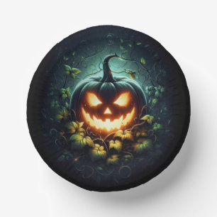 Spooky nature glowing Halloween pumpkin Paper Bowls
