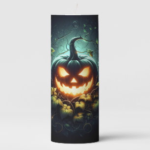 Spooky nature glowing Halloween pumpkin Pillar Candle
