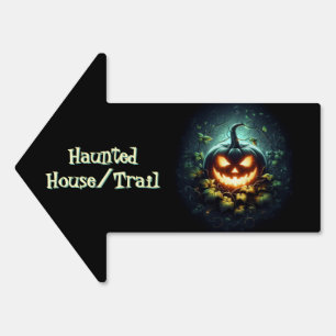 Spooky nature glowing Halloween pumpkin Sign
