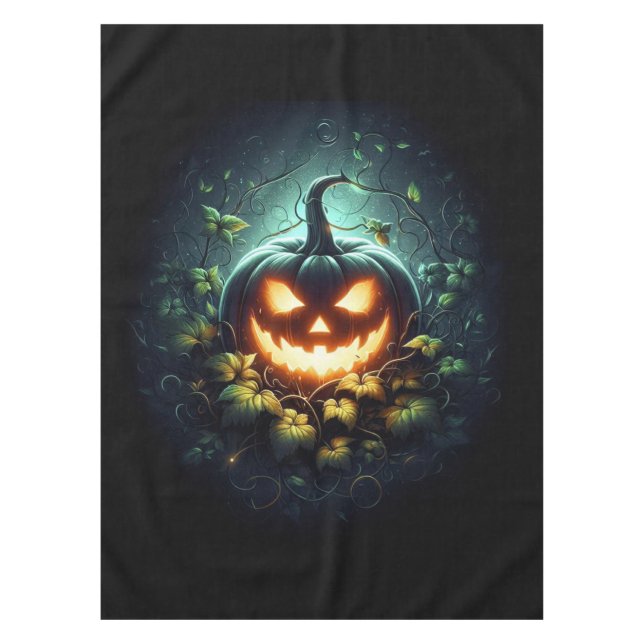 Spooky nature glowing Halloween pumpkin Tablecloth (Front)