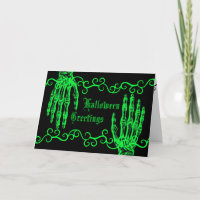 Spooky neon green Halloween zombie hands