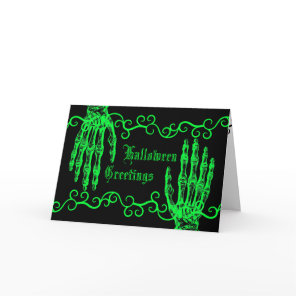 Spooky neon green Halloween zombie hands Card