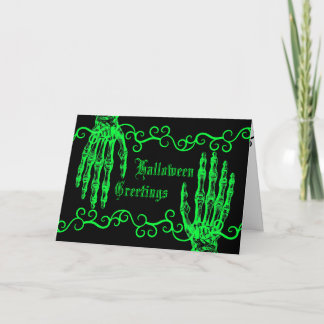 Spooky neon green Halloween zombie hands Card