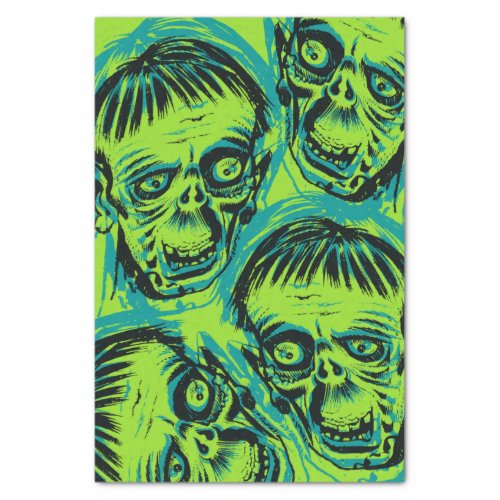 Spooky Neon Green Zombie Halloween  Tissue Paper
