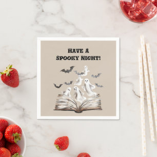 Spooky Night Book Ghosts Bats Halloween Napkins