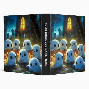 Spooky Night Cemetery Cute Halloween Ghost 3 Ring Binder