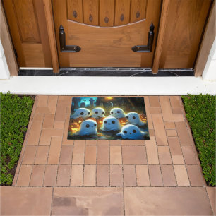 Spooky Night Cemetery Cute Halloween Ghost Doormat