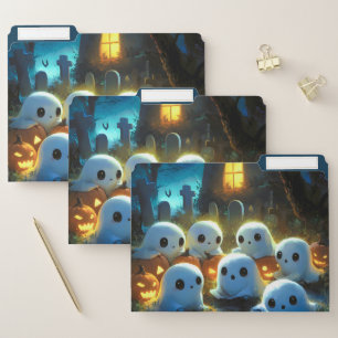 Spooky Night Cemetery Cute Halloween Ghost File Folder