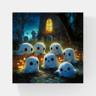 Spooky Night Cemetery Cute Halloween Ghost Paperweight
