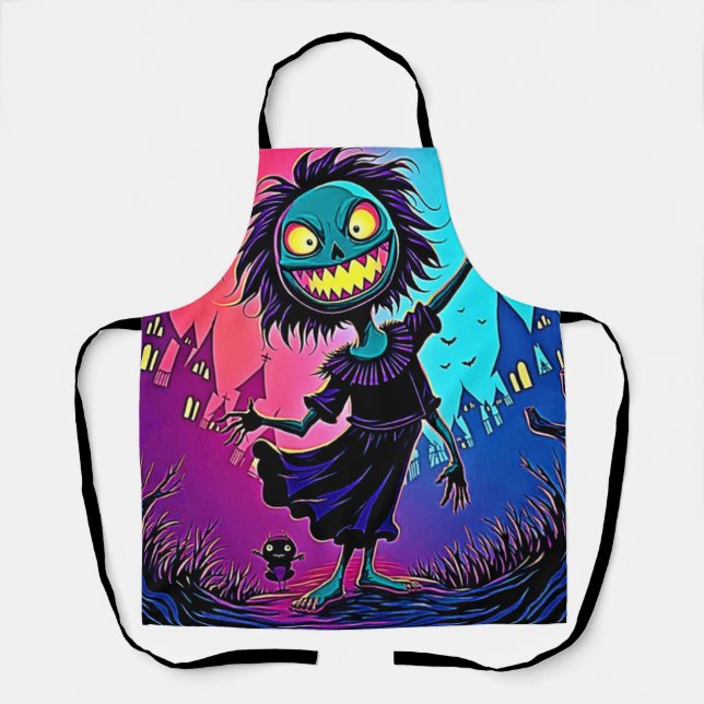Spooky Night Halloween Creature Design Apron (Front)