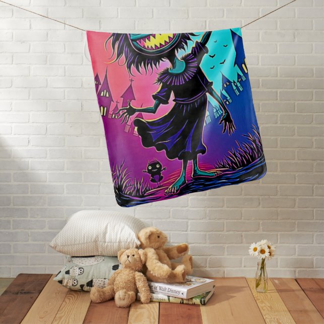Spooky Night Halloween Creature Design Baby Blanket (In Situ)
