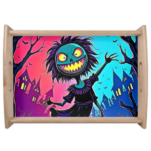 Spooky Night Halloween Creature Design Serving Tray