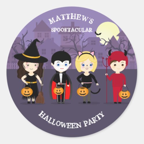 Spooky Night Halloween Party Classic Round Sticker