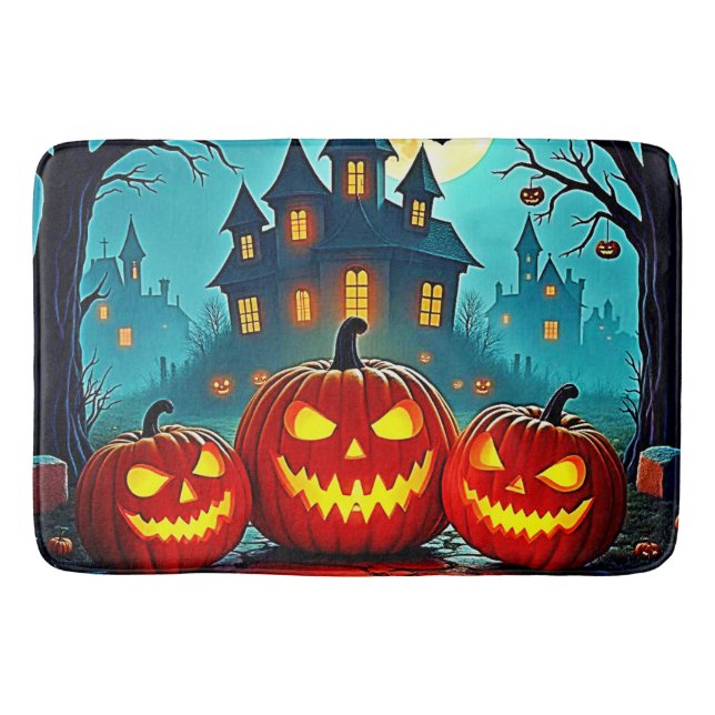  Spooky Night Haunted House Thrills Bath Mat (Front)