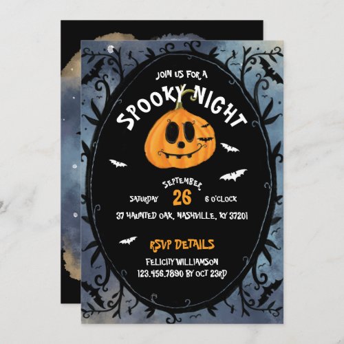 Spooky Night Scary Halloween Pumpkin Carving Party Invitation