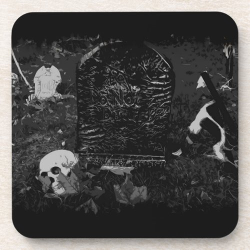 Spooky Night _ Skulls and Graves  Beverage Coaster