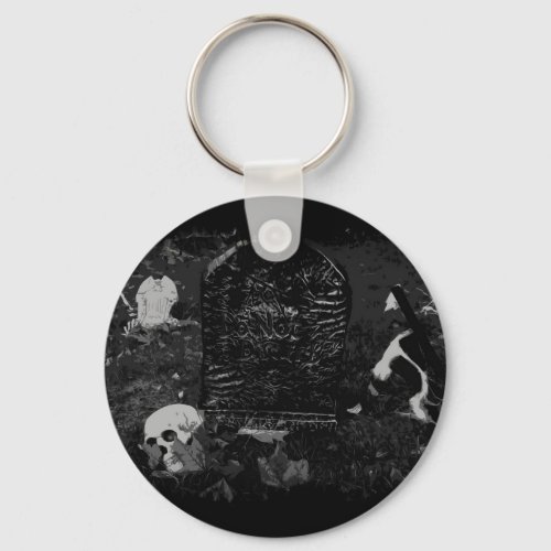Spooky Night _ Skulls and Graves   Keychain