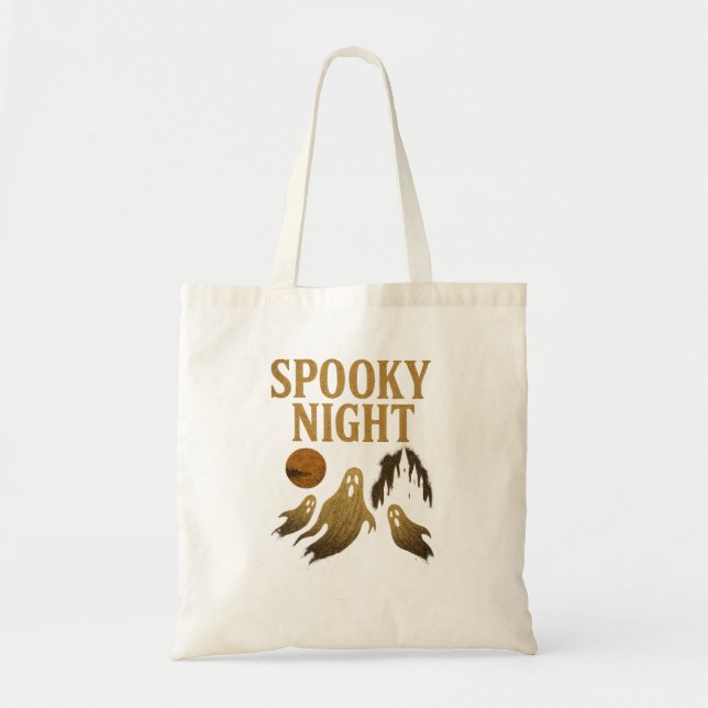 Spooky Night Tote Bag Elegant Halloween Gothic  (Front)