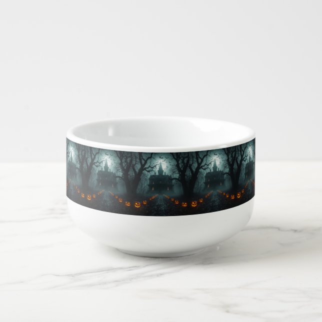 Spooky Night with Jack-o'-Lanterns Soup Mug (Front)