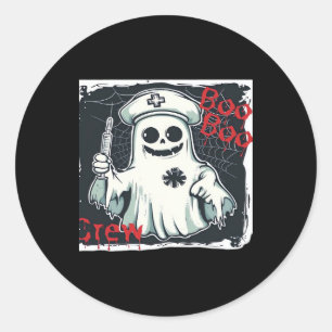 Spooky Nurse Ghost Haunted Hospital Crew Ghostly N Classic Round Sticker