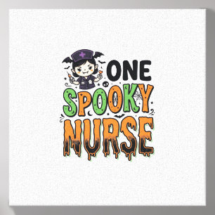 Spooky Nurse Halloween Vintage Engraving Design_1 Canvas Photo Tile