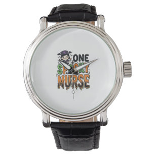 Spooky Nurse Halloween Vintage Engraving Design_1 Watch