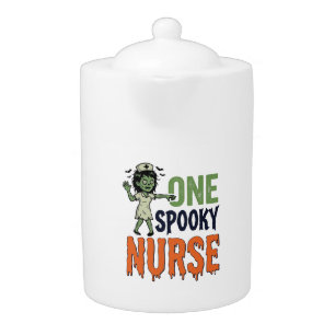 Spooky Nurse Halloween Vintage Vector Design_1 Teapot