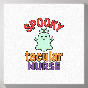 Spooky Nurse Halloween Vintage Vector Shirt Design Canvas Photo Tile